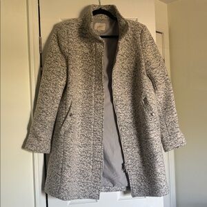 LOFT Cream and Gray Textured Funnel Coat